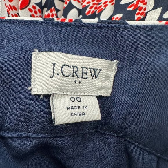 J. Crew Pleated Skirt Floral Sz 00‎ Blue Red White Lined Zipper - Picture 2 of 12